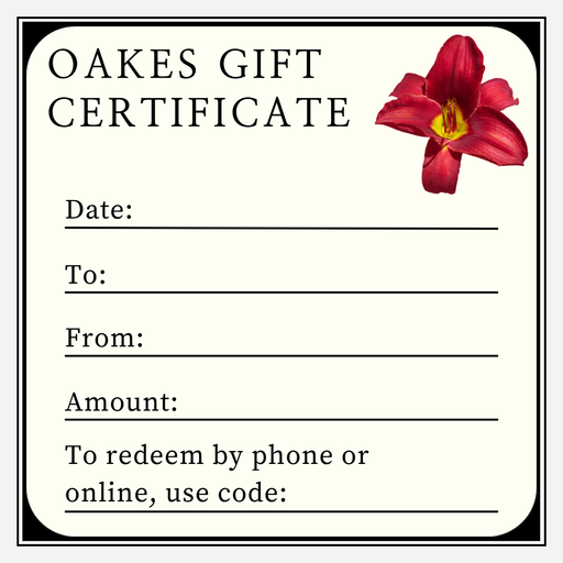 Oakes Daylilies Gift Certificate
